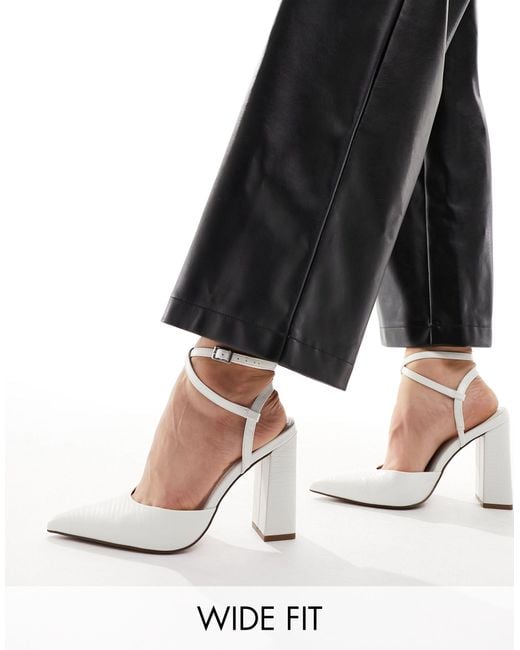 ASOS White Wide Fit Paige High Block Heels