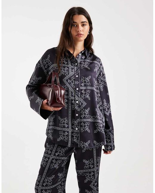4th & Reckless Black Satin Deep Cuffed Shirt
