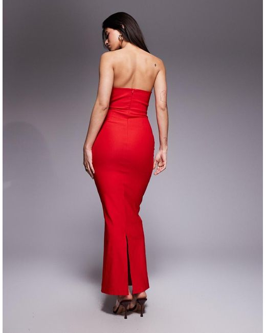 Vesper Red Sweetheart Neck Bodycon Maxi Dress