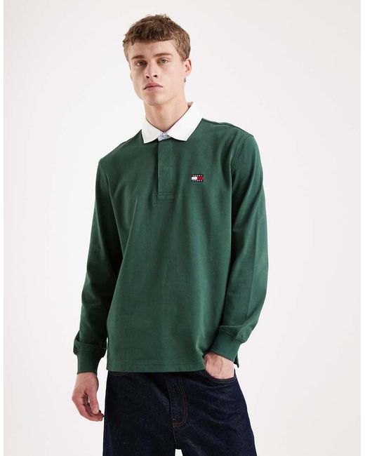 Tommy Hilfiger Green Relaxed Fit Essential Rugby Shirt for men