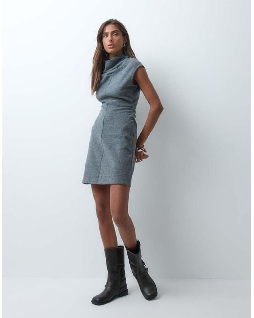 ASOS Gray Supersoft Asym Draped Mini Dress
