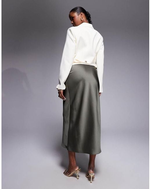 River Island Gray Satin Maxi Skirt