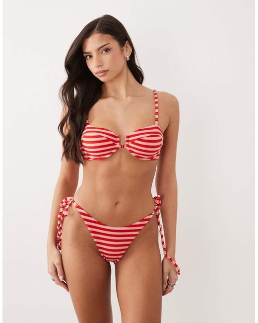Aria Cove Red Towelling Tie Side Bikini Bottoms Co-Ord