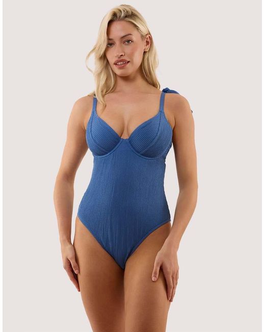 Peek & Beau Blue Hattie Crinkle Underwired Swimsuit