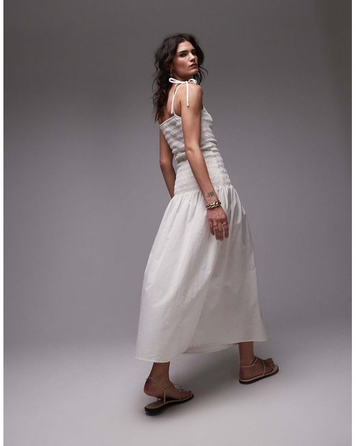 TOPSHOP Purple Linen Cami Ruched Midi Dress