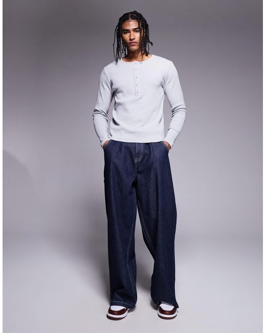 ASOS – geripptes, langärmliges muskelshirt in White für Herren