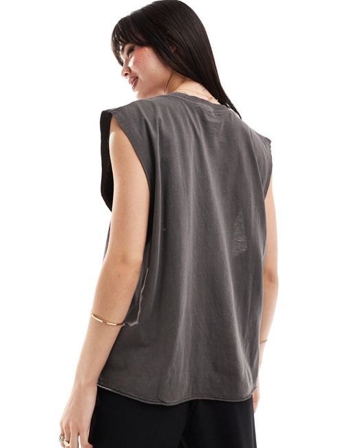 ASOS Gray Washed Oversized Tank With Drop Arm Hole