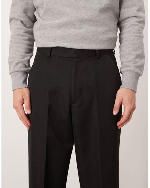 ASOS Black Smart Wide Leg Trousers for men