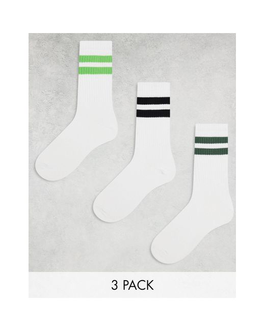 Weekday White 3-pack Stripe Sport Socks for men