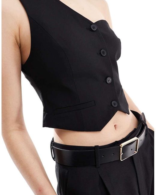 Bershka Black One Shoulder Tailored Waistcoat