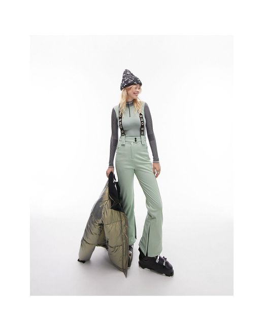 Sno Flared Ski Pants With Suspenders in White Lyst