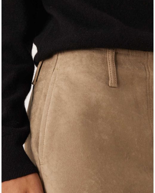 ASOS Natural Faux Suede Pencil Skirt With Clean Waistband