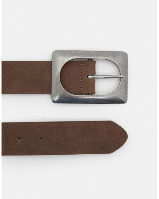 Pull&Bear Brown Belt With Large Buckle