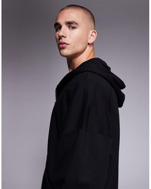 ASOS Blue Premium Heavyweight Extreme Oversized Zip Up Hoodie for men