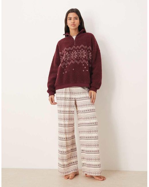 ASOS Red Lounge Borg Funnel Neck Jumper