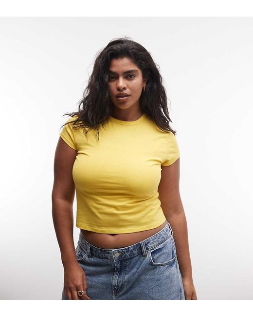Collusion Yellow Plus Fitted Cap Sleeve T-Shirt