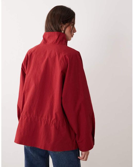 ASOS Red Slouchy Funnel Neck Utility Jacket With Cinched Waist