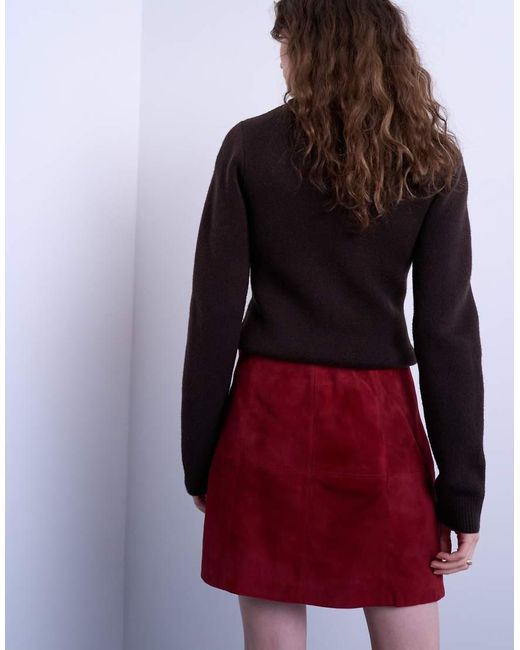 TOPSHOP Red Co-ord Real Suede Mini Skirt