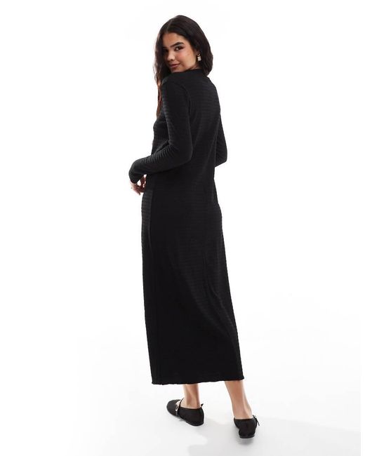 Vila Maxi-Jurk Met Textuur En Lange Mouwen in het Black