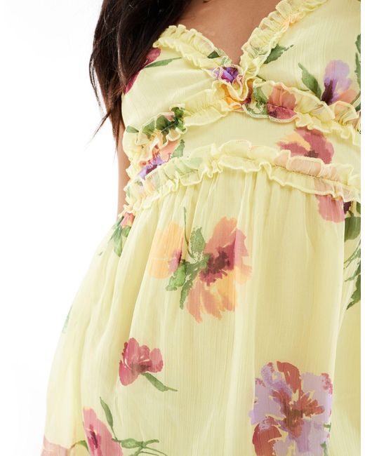 Vero Moda Yellow Cami Mini Dress With Ruffle Detail