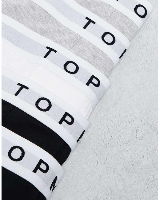 Pack De 5 Calzoncillos De Color Negro, Gris Jaspeado Y Blanco Con Cinturillas Blancas De Topman de hombre de color White