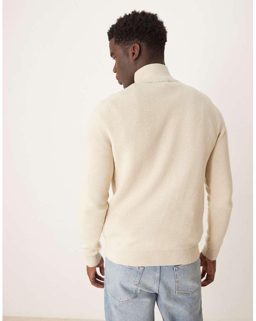 SELECTED Natural 100% Cotton Knitted Half Zip Jumper for men