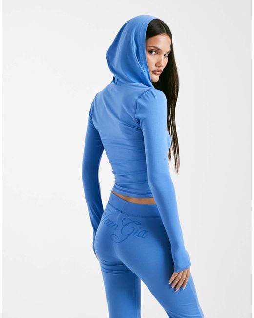 I.AM.GIA Blue Blare Logo Contrast Stitch Zip Through Hoodie