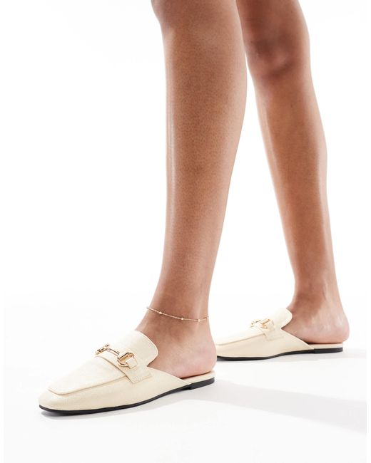 London Rebel White Buckle Loafer Mule