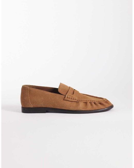 ASOS Brown Penny Loafer With Ruching for men