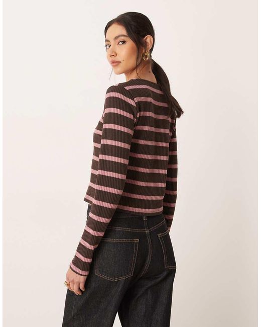 ASOS Brown Button Down Stripe Cardigan