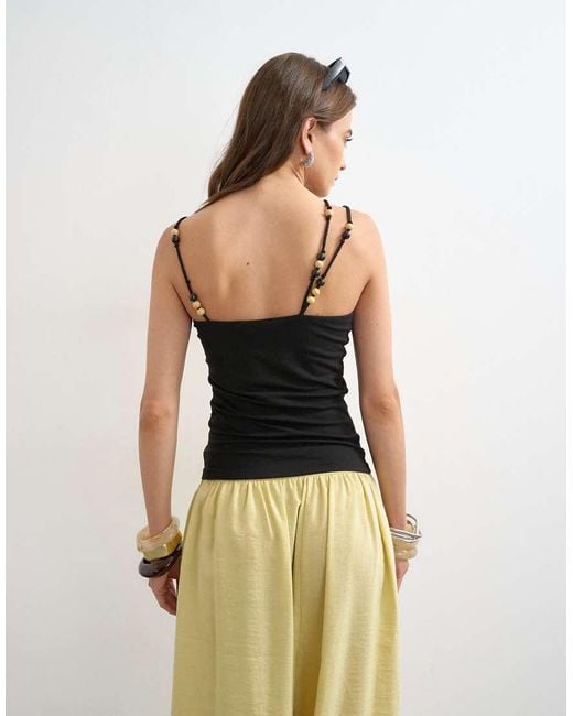 TOPSHOP Black Multi Beaded Strap Vest