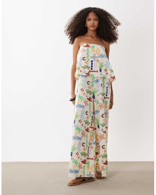 ASOS White Double Layer Strapless Jumpsuit