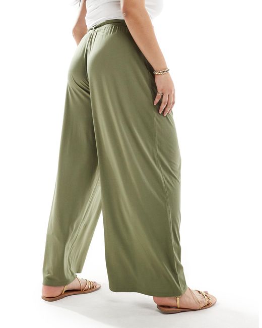 Asos design curve - pantalon ample à nouer à la taille - kaki ASOS en coloris Green