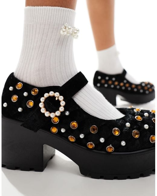 Koi Footwear Black Koi Tira Velvet Mary Janes Regal Temptation Edition Shoes