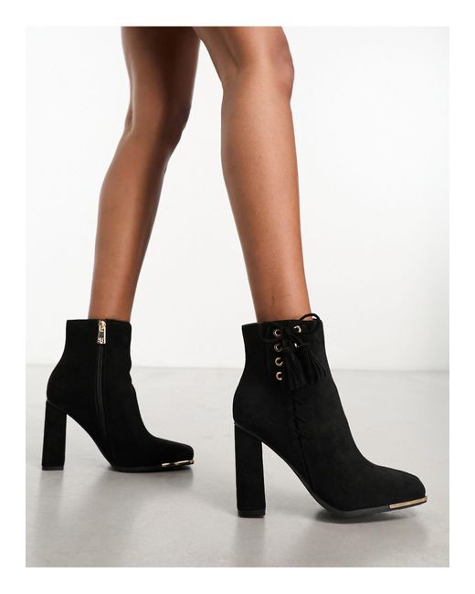 River Island Black Lace Up Corset Boot