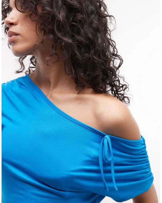 Reclaimed Vintage Blue Off Shoulder Jersey Top