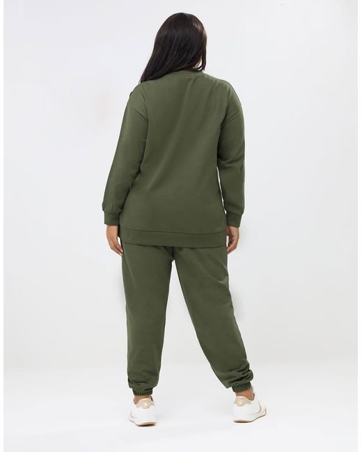 Yours Clothing Green Crew Neck Sweatshirt & Jogger Set