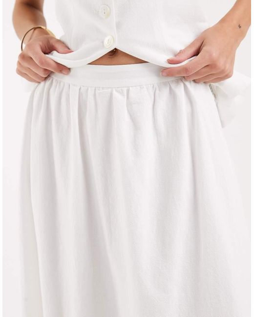 4th & Reckless White Cotton Floaty Maxi Skirt
