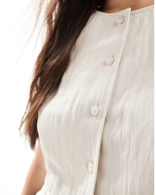 Stradivarius Black Crinkle Buttoned Vest Top