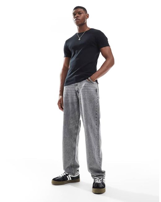 T-Shirt Basic Attillata Nera A Coste di ASOS in Blue da Uomo