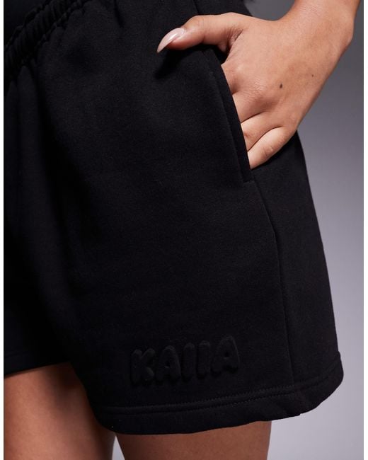 Kaiia Black Bubble Embossed Logo Back Pocket Detail Mini Sweat Shorts