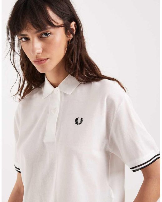 Fred Perry White Sheer Tipped Logo Polo Shirt