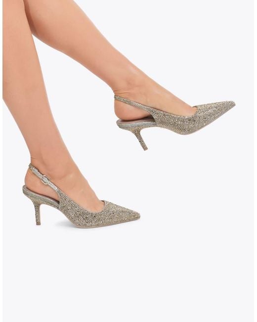 Carvela Kurt Geiger White Spirit Sling Jewel Heeled Shoes