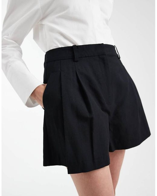 ASOS White Tailored A Line Shorts With Linen