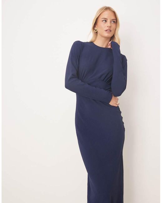 ASOS Blue Asos Design Tall Satin Slip Bias Bust Detail Maxi Dress