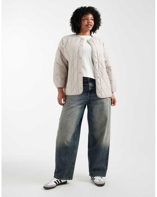 Pieces Plus White Pieces Curve Quilted Lightweight Jacket