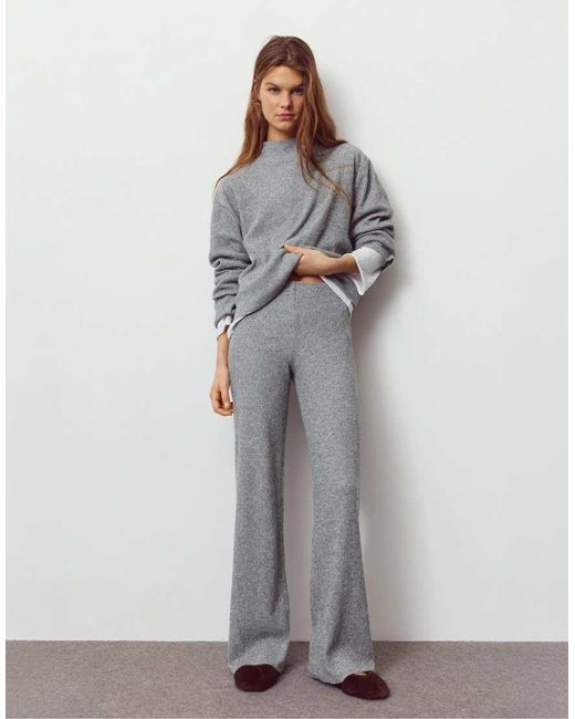 Pull&Bear Gray Soft Touch Straight Fit Pants
