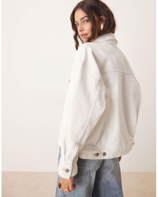 Abercrombie & Fitch White Denim Trucker Jacket
