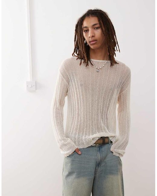 Maglione Leggero Écru di Collusion in Natural da Uomo