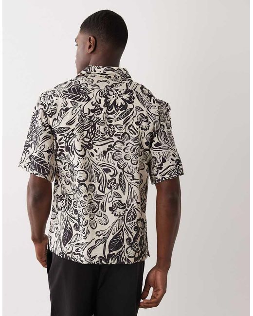 Mango Gray Retro Floral Print Shirt for men